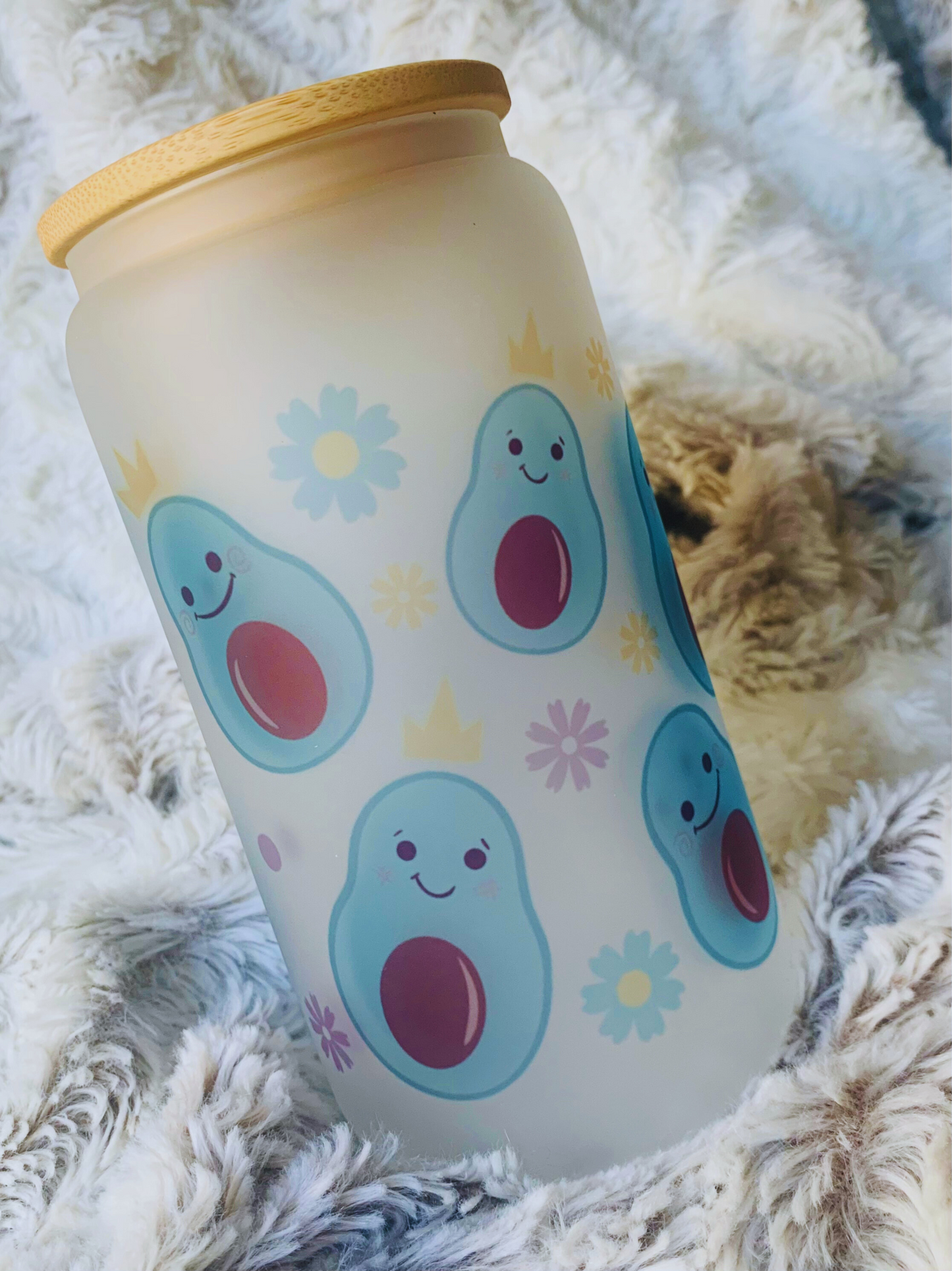 Blue Avocado 16oz Frosted Glass Cup