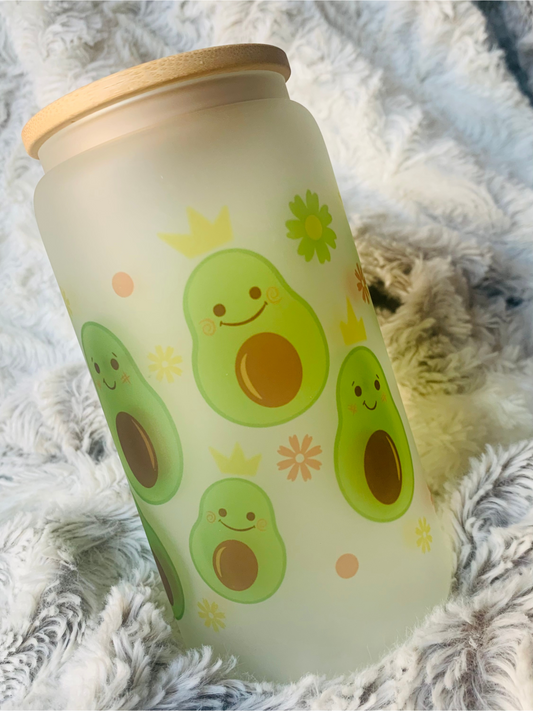 Green Avocado 16oz Frosted Glass Cup