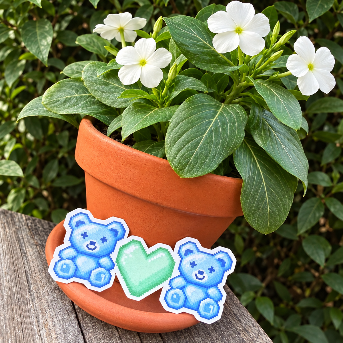 Smaller Pixel Teddy Bears & Heart Sticker