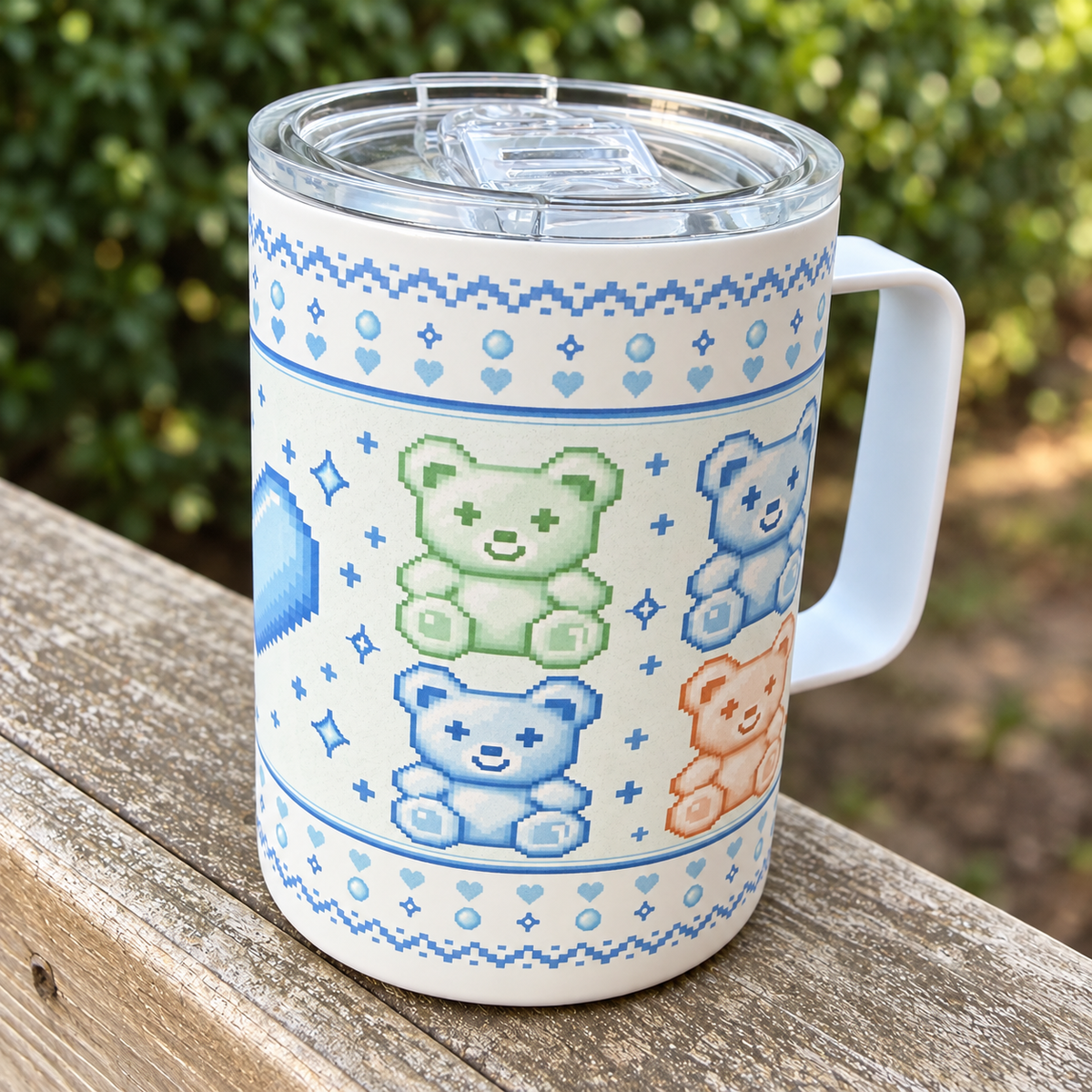 Pixel Teddy Bears & Heart Mug