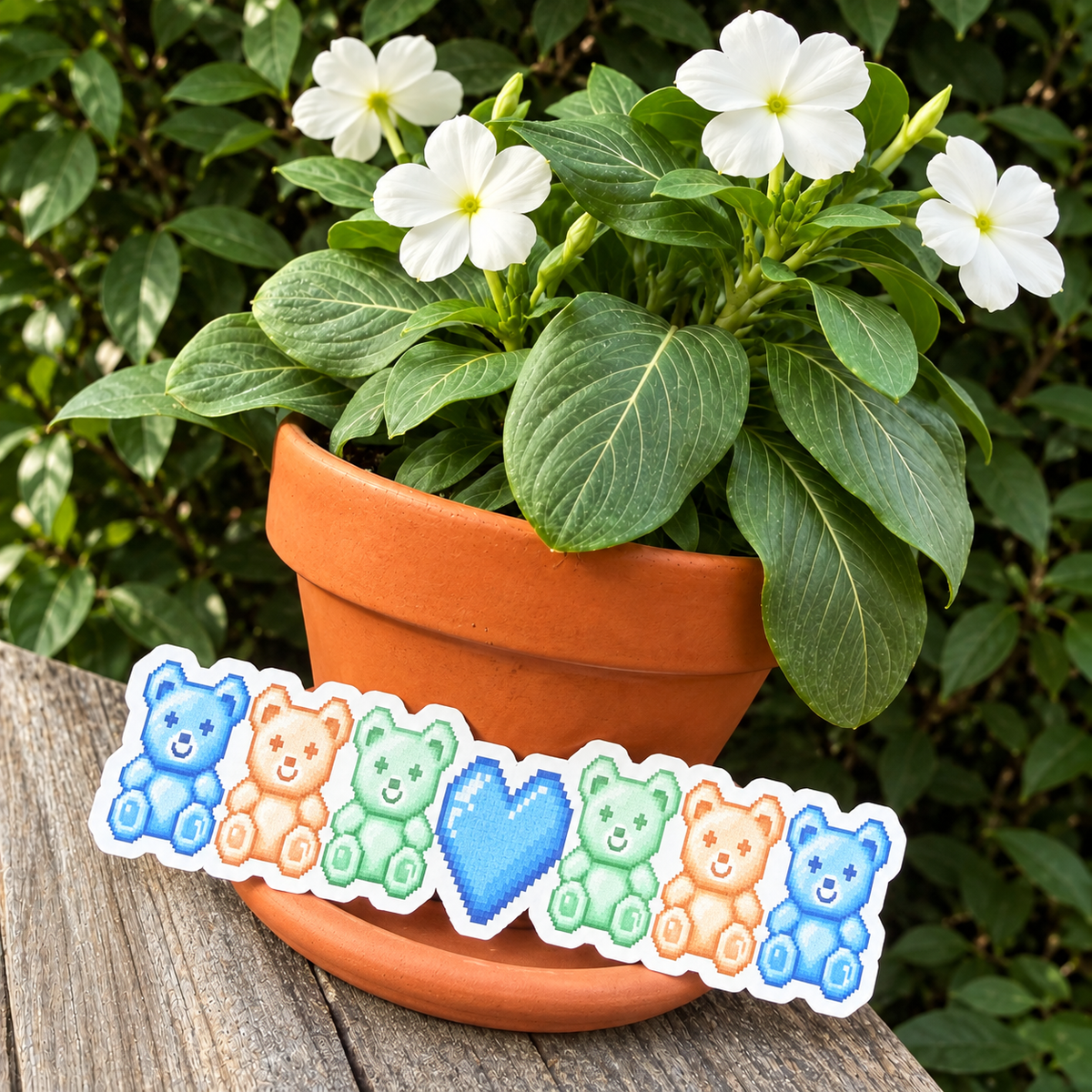 Pixel Teddy Bears & Heart Sticker